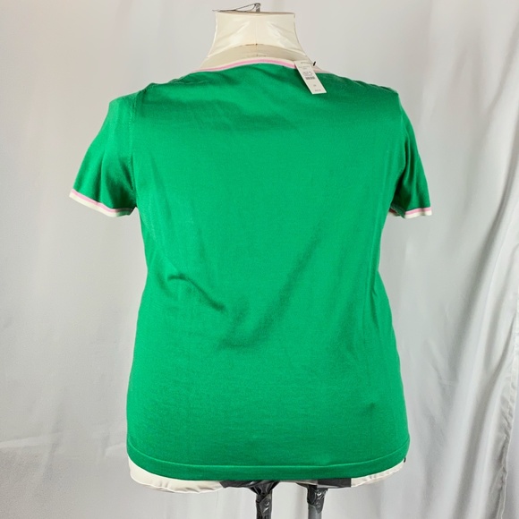 Talbots Sweaters | Talbots Kelly Green Sweater Set W Pink Trim Nwt | Poshmark